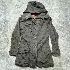 Gap Fur Trim Parka Womens XS Gray Removable Sherpa Liner Cotton Canvas Jacket